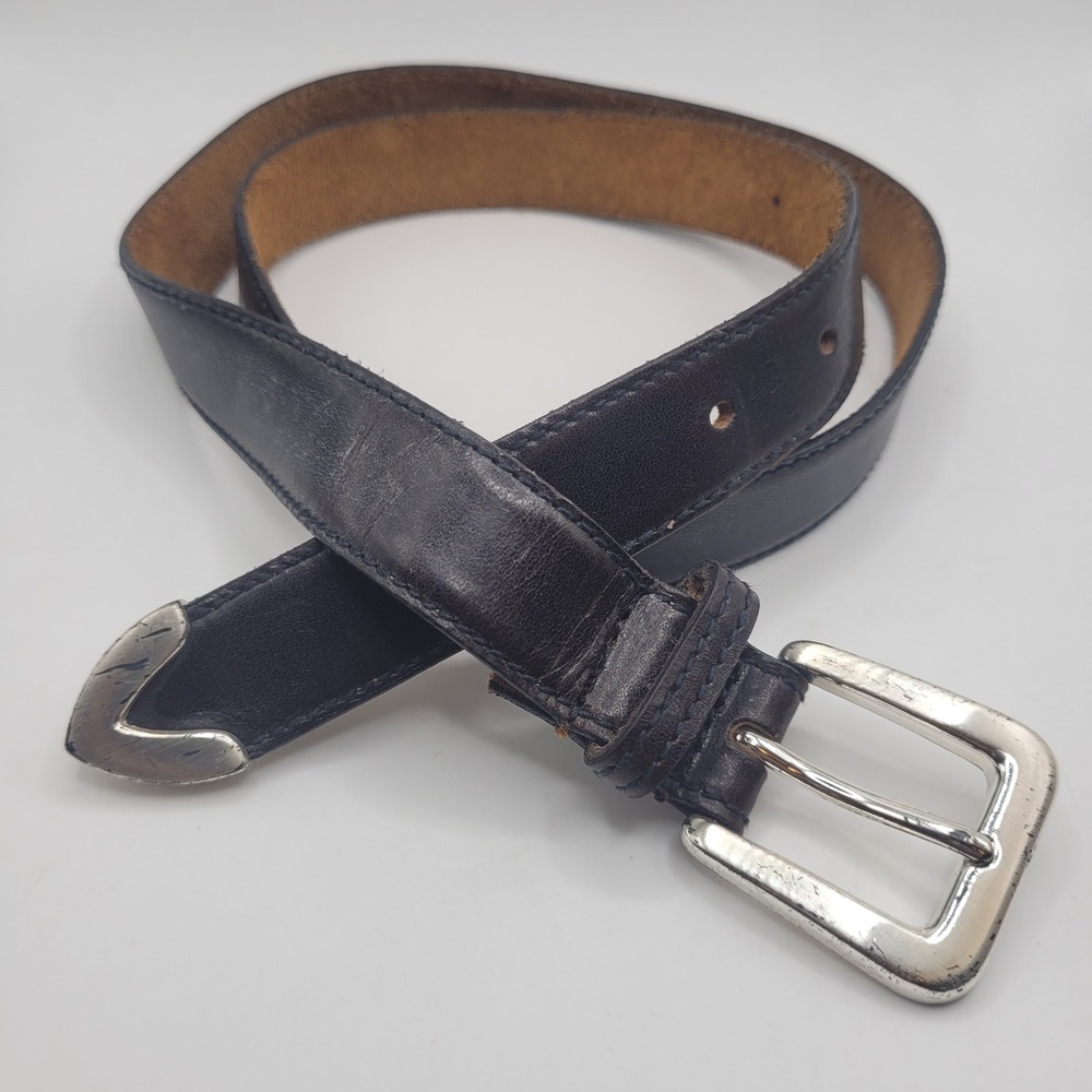 Black Leather Belt Women Med Western Cowgirl Boho Distressed Rustic Equestrian